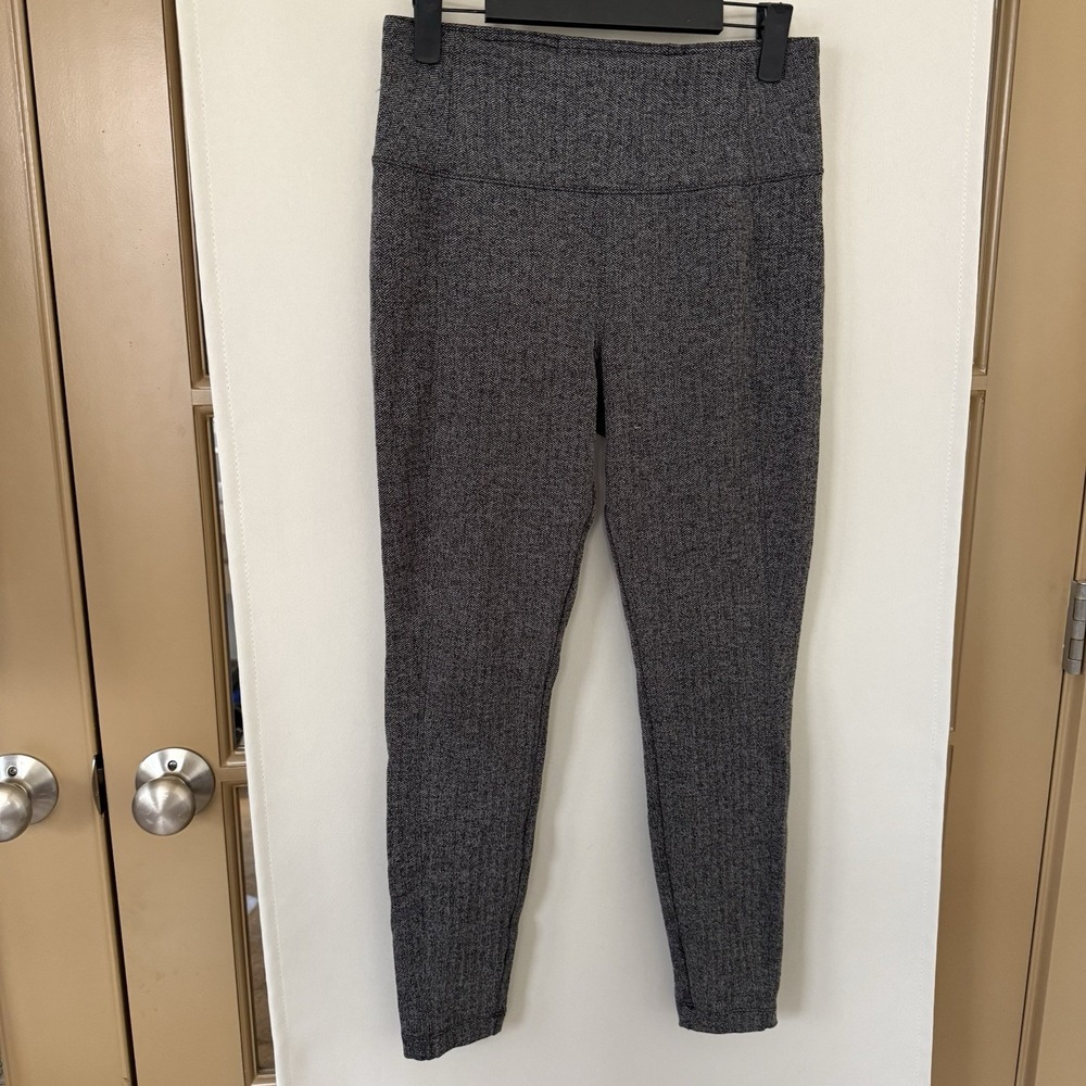 Athleta Womens Small Black White Delaney‎ Herringbone Leggings Pants Athleisure